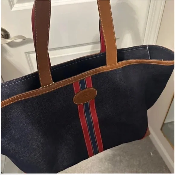 Coach Denim Weekender Tote Bag Cherry Coke lining Vintage Y2K C04K-5436 RARE - Picture 1 of 16